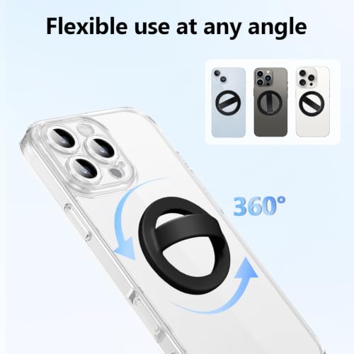 Magnetic Silicone Ring Grip Phone Holder, Rotating Finger Loop Ring Grip Holder, Soft and Portable, Strong Magnetic Attraction, Compatible with Magsafe Phone Case (Black) - color: Black