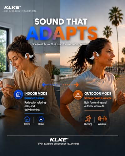 Bone Conduction Headphones for Running with mic and Rear Safety Light - color: KLKE-White