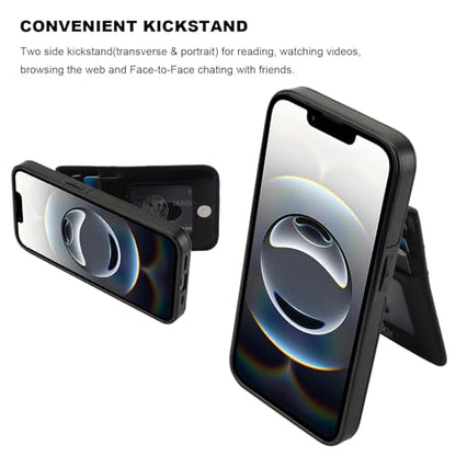 KIHUWEY for iPhone 17e/16e Wallet Case Card Holder Kickstand, Black | Credit Card Slots, PU Leather, Magnetic Clasp, Flip Heavy Duty Protection Cover for Men and Women - color: Black