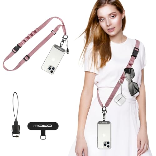 MoKo Adjustable Phone Lanyard Crossbody Strap with Detachable Quick Buckle - color: Rose Gold