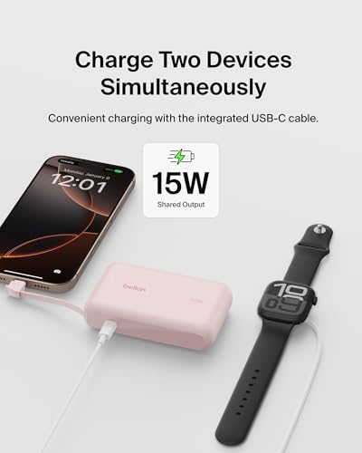 Belkin 10000mAh 20W USB C Power Bank, Portable Charger for iPhone & iPad - color: Pink, style: 10K mAh