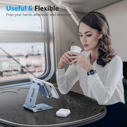 OMOTON Foldable Cell Phone Stand, C4 Portable Aluminum Phone Holder - color: Light Blue