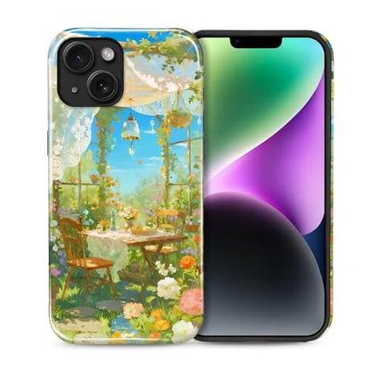 Case for iPhone 14 Plus, Shockproof Hybrid Protective Phone Case, Dual-Layer Drop Protection Anti-Scratch, Sunny Garden - color: Sunny Garden, size: iPhone 14 Plus