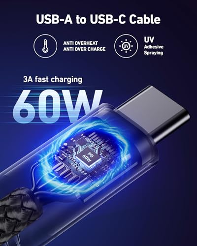 USB to USB C Cable 60W Fast Charging [2 Pack 3FT], USB A to USB C Cable for - color: Black, size: 3FT, style: USB A to USB C