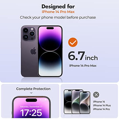 UNBREAKcable 3-Pack Screen Protector for iPhone 14 Pro Max Tempered Glass | Shatterproof, Easy Install, 9H Hardness, 99.99% HD Clear, Bubble-Free, Anti-Fingerprint, Scratch Resistant, Case Friendly - size: iPhone 14 Pro Max