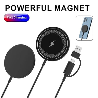 15W Magnetic Fast Wireless Charging Pad Dock Station Strong Magnet Lightweight Portable Charger for iPhone 12 13 14 15 16 17 Series Suitable for Travel Home Office Desk (USB C Input Only White) - color: USB C Input Only White