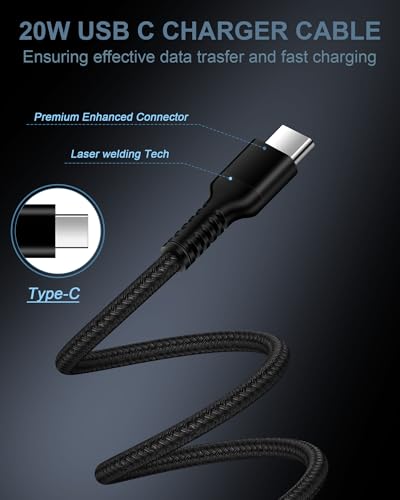 iPhone 17e 17 Pro Max Charger Cable Fast Charging, Android Charging Cable - color: 2Pack-Black, White, size: 6FT, style: USB C to USB C