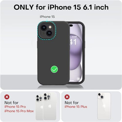 Vooii Compatible with iPhone 15 Case, Upgrade Defender Liquid Silicone, [Enhanced Camera Protection] [Soft Anti-Scratch Microfiber Lining] Shockproof Phone Case for iPhone 15 6.1 inch - Black - color: Black, size: iPhone 15