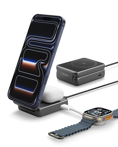 Spigen Foldable Wireless Charger, 25W Qi2.2 2-in-1