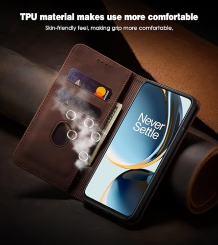Asuwish Flip Wallet Phone Case for OnePlus Nord N30 5G/CE 3 Lite with Tempered Glass Screen Protector Magnetic Closure Folio Cover Credit Card Holder Slot Stand OPPO K11x/One Plus 1 1+ N 30/CE3 Coffee - color: Coffee