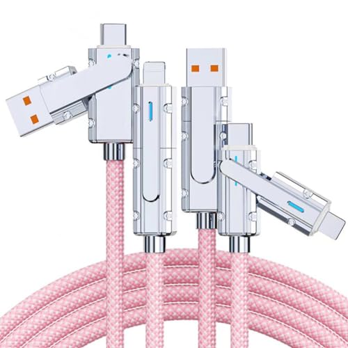 2 Pack USB C to C Cable 3.3ft-Fast Charger-Braided 4 in 1 Charging Cable - color: 4 Combinations Braided Pink