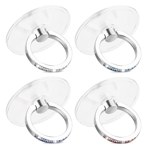 Ymapinc 4Pcs Phone Finger Ring Transparent Bling Cell Phone Case Ring