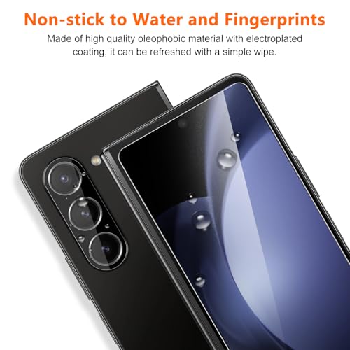 [2Set 6PCS] Screen Protector for Galaxy Z Fold 5, 2 Inner TPU Matte Films + 2 Outer Tempered Glass + 2 Camera Lens Protecters with Positional Mouting Frame, Anti-Glare, No Creases, No Bubbles - size: Samsung Galaxy Z Fold 5
