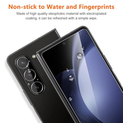 [2Set 6PCS] Screen Protector for Galaxy Z Fold 5, 2 Inner TPU Matte Films + 2 Outer Tempered Glass + 2 Camera Lens Protecters with Positional Mouting Frame, Anti-Glare, No Creases, No Bubbles - size: Samsung Galaxy Z Fold 5
