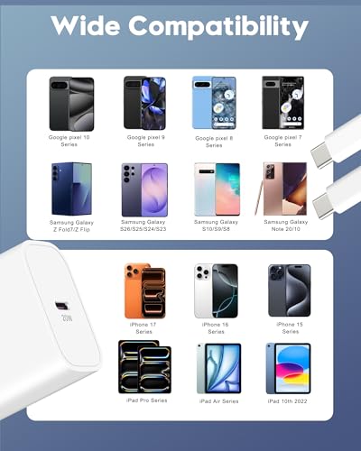 20W Fast Charger for iPhone Duo/18/18 Pro Max/17/17 Pro Max/17e/16/16e/15 - color: White, size: 3FT