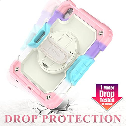 SEYMAC stock Case for iPad Mini 7 (A17 Pro)2024/ Mini 6 8.3'' with Screen Protector Pencil Holder [360 Rotating Hand Strap] &Stand, Drop-Proof Case for iPad Mini 7th/6th Generation 8.3",Yellowish+Pink - color: Yellowish+Pink