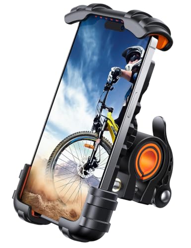 Lamicall Bike Phone Holder Motorcycle Mount - One-Hand Operation, Lockable - color: Orange