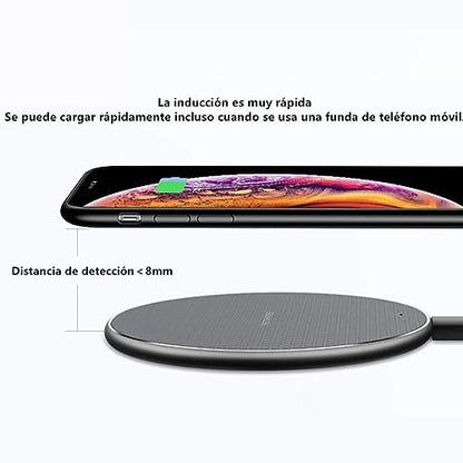 Wireless Charger 15W Fast Charging Pad, QiCertified Wireless Phone Charging Station with LED Indicator, Slim Aluminum Alloy Multi Protection for All QiStandard Devices