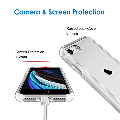 JETech Case for iPhone SE 3/2, iPhone 8/7, Anti-Yellowing, Clear | Shockproof Protection, Scratch Resistant Hard PC Back, Durable Transparent TPU Bumper - color: Clear