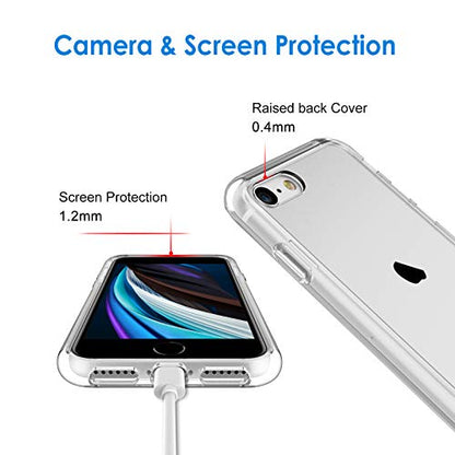 JETech Case for iPhone SE 3/2, iPhone 8/7, Anti-Yellowing, Clear | Shockproof Protection, Scratch Resistant Hard PC Back, Durable Transparent TPU Bumper - color: Clear