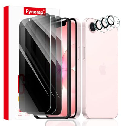 3+3+1-Pack, Privacy Screen Protector and Camera Lens Protector for iPhone 16e/17e with Installation Alignment Aid, Anti-Spy Tempered Glass Film, Dark Private Black Protection, Anti-Scratch - size: 17e/16e Black 3+3+Align
