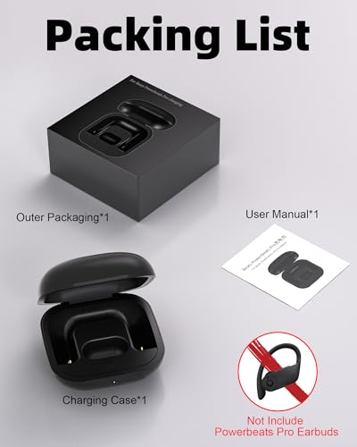 Charging Case Replacement for Powerbeats Pro: Beats Earbuds Charger Case with Bluetooth Pairing Sync Button, 700mAh Battery, Earbuds Not Included - color: Powerbeats Pro 1 Black