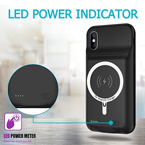Battery Case for iPhone X/XS, Upgraded 10000mAh High Capacity Rechargeable Portable Extended Charger Case Wireless Charging Compatible with iPhone X/XS/10 (5.8 inch) Charging Case & Carplay (Black) - size: iPhone X/XS (5.8 inch)