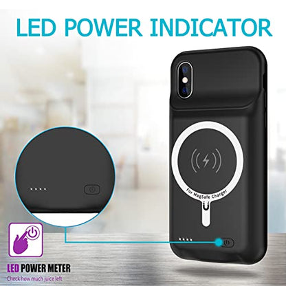 Battery Case for iPhone X/XS, Upgraded 10000mAh High Capacity Rechargeable Portable Extended Charger Case Wireless Charging Compatible with iPhone X/XS/10 (5.8 inch) Charging Case & Carplay (Black) - size: iPhone X/XS (5.8 inch)