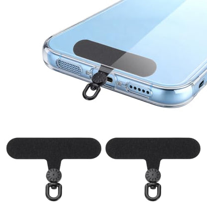uxcell Rotating Phone Lanyard Tab Ultra-Thin No-Adhesive Phone Tether Patch - color: Black Dial, Black Patch
