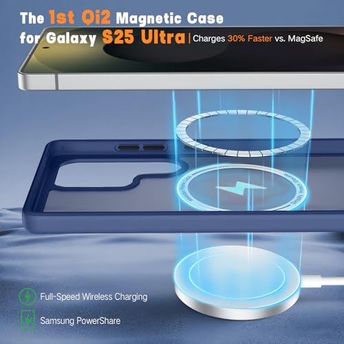 Maledan Shockproof Slim Case Designed for Galaxy S25 Ultra Case [Military-Grade Defense] [Fast Wireless Charging] - Magnetic Case for Samsung Galaxy S25 Ultra Accessories, Navy Blue - color: Navy Blue