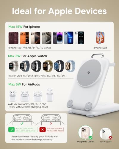 Mukiya PaktVault Traveling Fast Wireless Charging Station for iPhone Duo - color: White