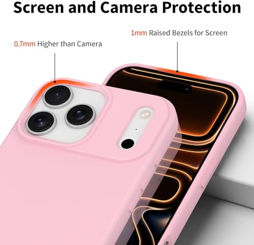 Compatible with iPhone 17 Pro Max Case, Shockproof Liquid Silicone Protective Phone Case with Soft Anti-Scratch Microfiber Lining Ultra Slim Drop Protection Phone Cover (Pink) - color: Pink, size: for iPhone 17 Pro Max