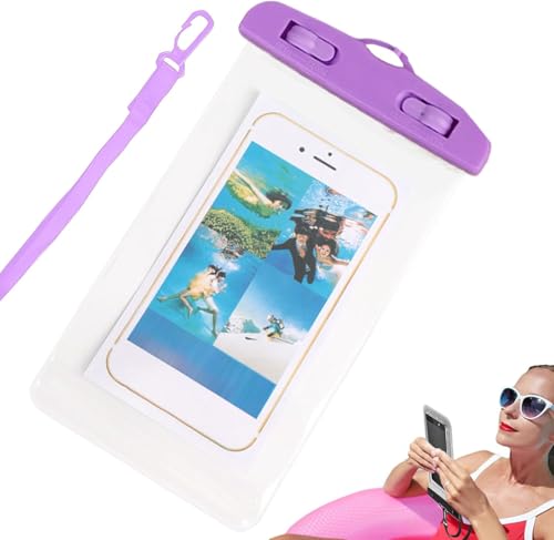 Phone Waterproof Pouch Touchscreen Compatible Cycling Smartphone Bag for Beach Cruise Vacation Swimming Kayaking Diving Travel Purple - color: Purple