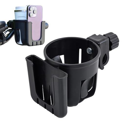 Stroller Cup Holder with Phone Holder, 2-in-1 Cup Phone Holders for Stroller, Bike, Wheelchair, Walker, Scooter