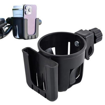 Stroller Cup Holder with Phone Holder, 2-in-1 Cup Phone Holders for Stroller, Bike, Wheelchair, Walker, Scooter