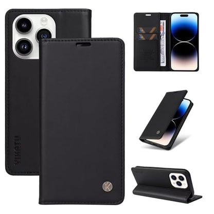 Caseurban Compatible with iPhone 14 Pro Wallet Case PU Leather Flip Folio Case with Card Holder Magnetic Closure Shockproof Protective Phone Cover Black - color: Black, size: iPhone 14 Pro