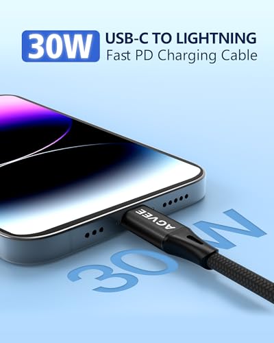 AGVEE 2 Pack 3ft Coiled USB-C to Lightning Cable [MFI Certified] Carplay - color: Black, size: 3ft+3ft