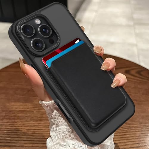 Magnetic Designed for iPhone 16 Pro Case 6.3" 2024, Black | [Compatible with Magsafe] [with Wallet & Card Holder] [Military Drop Protection] Slim Translucent Matte Phone Case - color: Black, size: iPhone 16 Pro