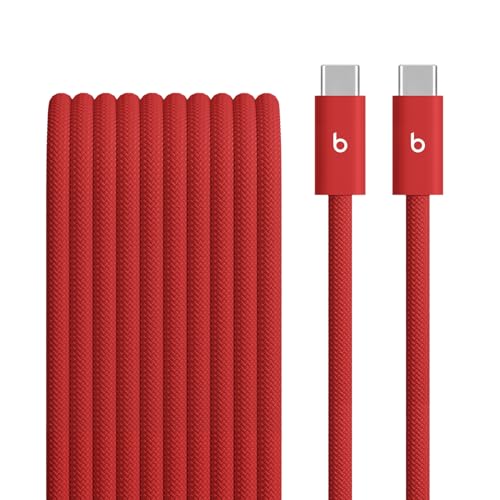 Beats 240W USB-C to USB-C Braided Cable, Fast Charging, Durable/Tangle Free, Compatible with Apple and Android Devices (3 m/10 ft) – Rapid Red - color: Rapid Red, size: 10 ft, style: USB-C to USB-C