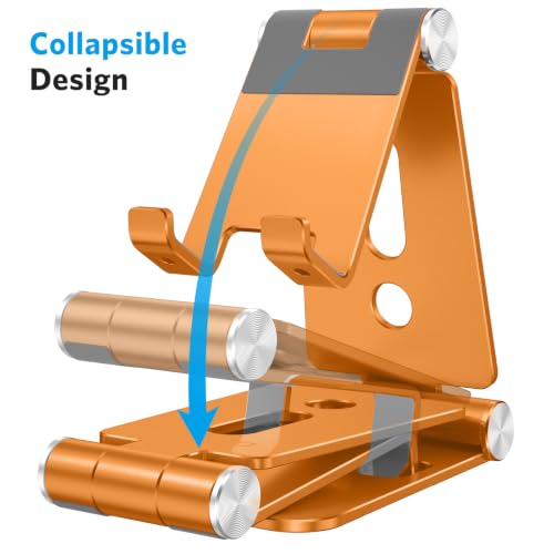 OMOTON Foldable Cell Phone Stand, C4 Portable Aluminum Phone Holder - color: Orange