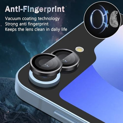 1 Pack Camera Lens Frame for Samsung Galaxy Z Flip 6, 9H Glass Screen Protector Anti-Scratch, Tempered Glass Metal Individual Camera Cover Accessories for Samsung Galaxy Z Flip 6, Black - size: for Galaxy Z Flip 6