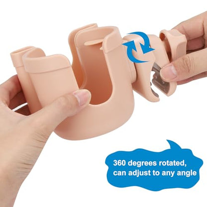 Accmor Stroller Cup Holder with Phone Holder, Bike Cup Holder, Universal Cup Holder for Uppababy Nuna Strollers, 2-in-1 Drinks Holder for Walker, Wheelchair, Scooter - color: All Pink