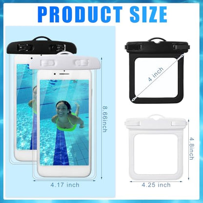 Relaxweex 4 Pcs Waterproof Phone Pouch and Cash ID Key Fob Cases Underwater Case Dry Bag with Lanyard Phone Holder Protector Vacation Beach Pool Travel