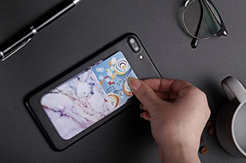 2Pack Marble Adhesive Phone Pocket,Cell Phone Stick On Card Wallet Sleeve,Credit Cards/ID Card Holder(Double Secure) with Self Sticker for Back of iPhone,Android and All Smartphones-Purple - color: Purple Marble