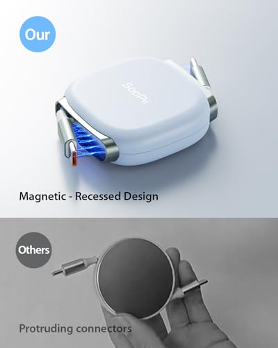 SOOPII 240W Retractable USB C Cable with Mag Snap Storage (2Pack 3.3FT) - color: Blue, size: 3.3FT-2Pack