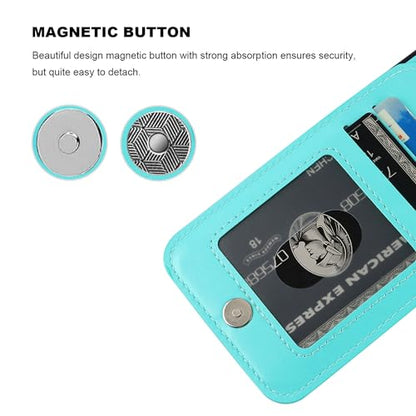 KIHUWEY for iPhone 14 Wallet Case Card Holder Kickstand, Light Blue - color: Light Blue