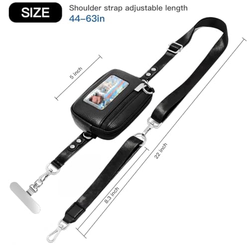 MOLOPPO Phone Lanyard for Smartphone, Adjustable Crossbody Strap-Black Bag - color: A3- Black With Bag