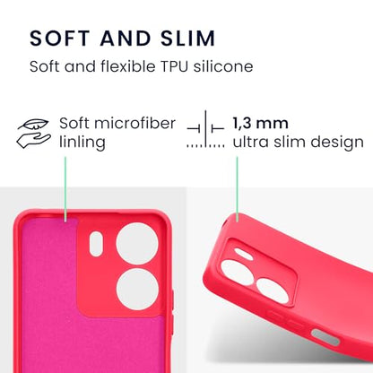kwmobile Case Compatible with Xiaomi Poco C65 / Redmi 13C Case - Protective Slim TPU Cover with Soft Matte Finish - Neon Pink - color: neon pink