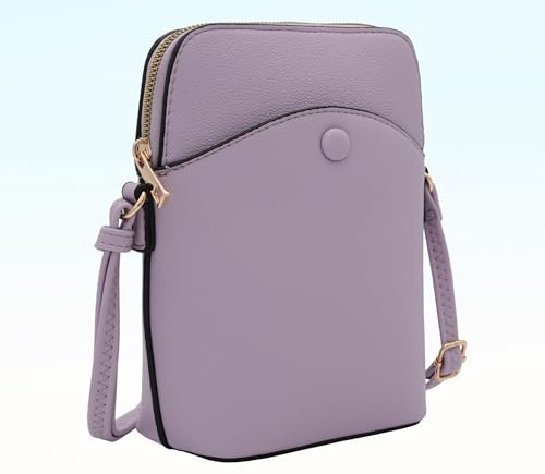Small Crossbody Bag with Gold Hardware, Mini Shoulder Purse with Adjustable Strap - color: Lavender