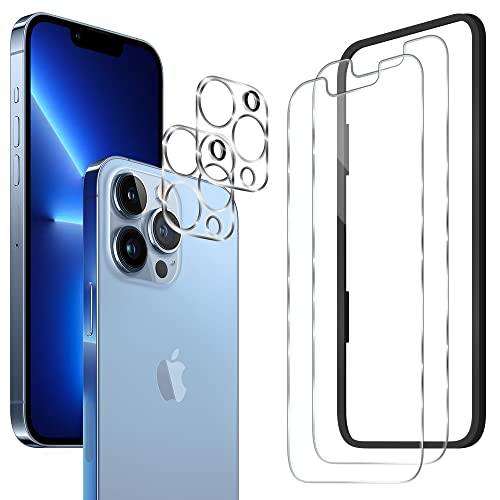 ArmorSuit 2 Pack Glass Screen Protector Designed for iPhone 13 Pro Max [Case Friendly] + 2 Pack Camera Lens Protector, Tempered Glass 9H+ Hardness (Alignment Tool Included) - size: iPhone 13 Pro Max 6.7"